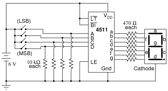 7-segment display - schematic diagram