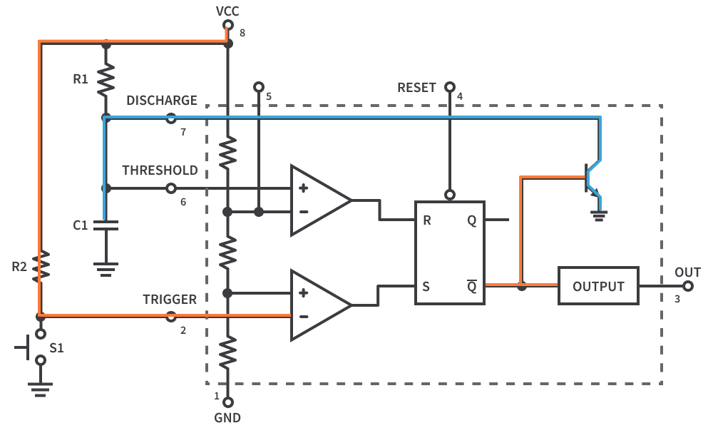 Capacitor connected to ground through the transistor Capacitor connected to ground through the transistor
