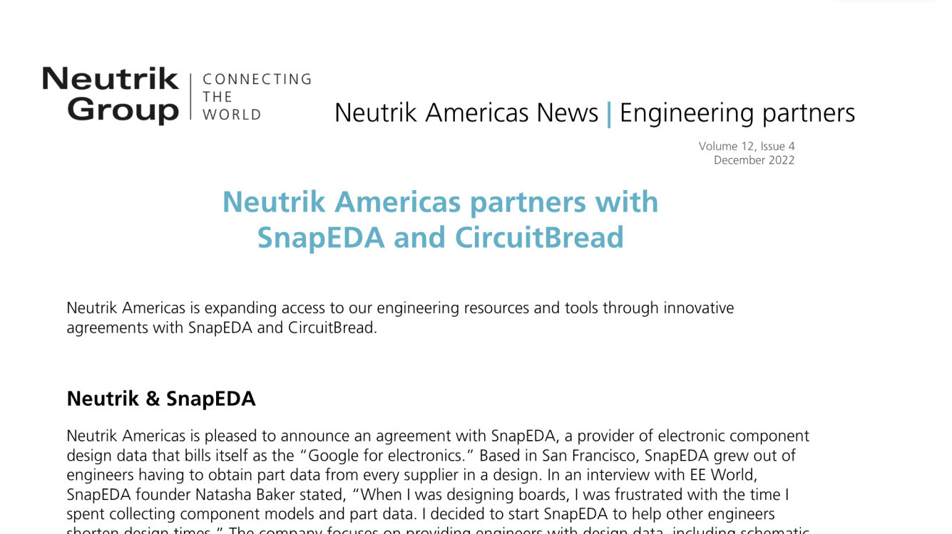 Neutrik Americas partners with SnapEDA and CircuitBread