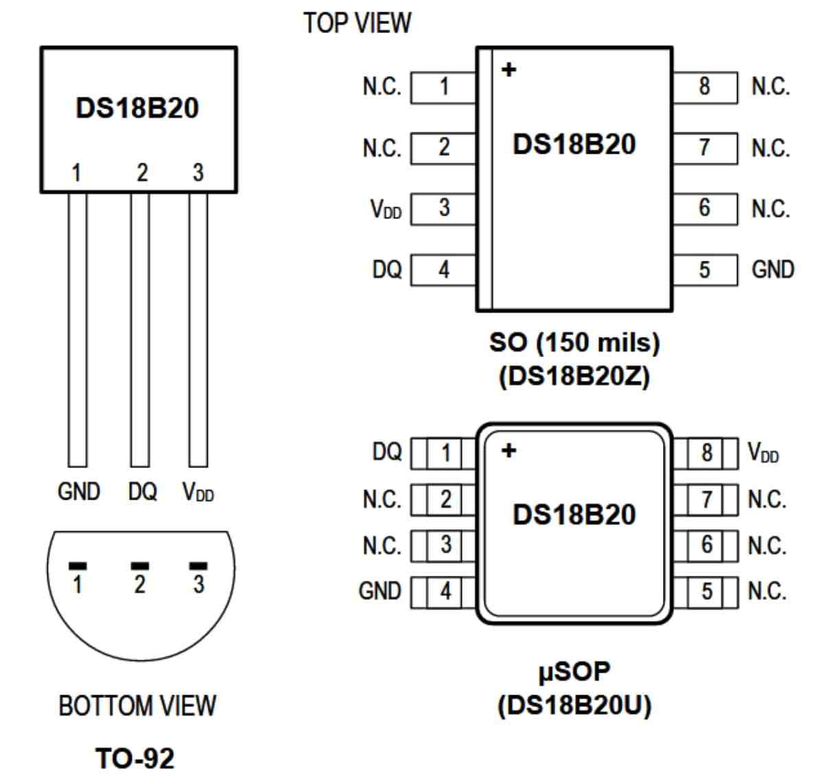 DS18 B20 pinout PIC18 F14 K50