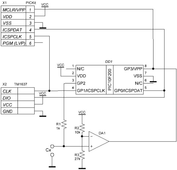 Figure 5. Schematic diagram of the capacitance meter. Figure 5. Schematic diagram of the capacitance meter.