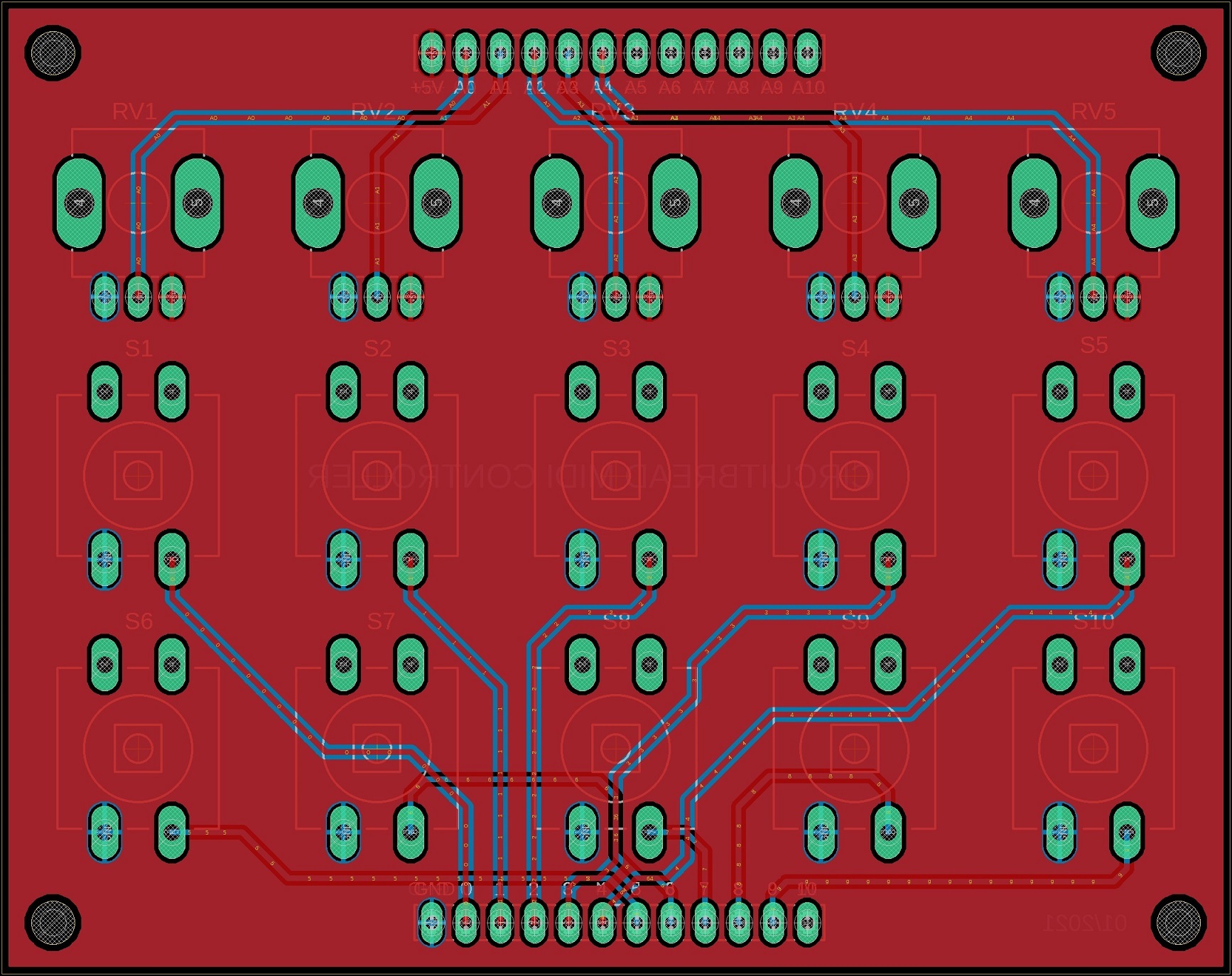 MIDI Controller Knobs and Buttons Top PCB MIDI Controller Knobs and Buttons Top PCB