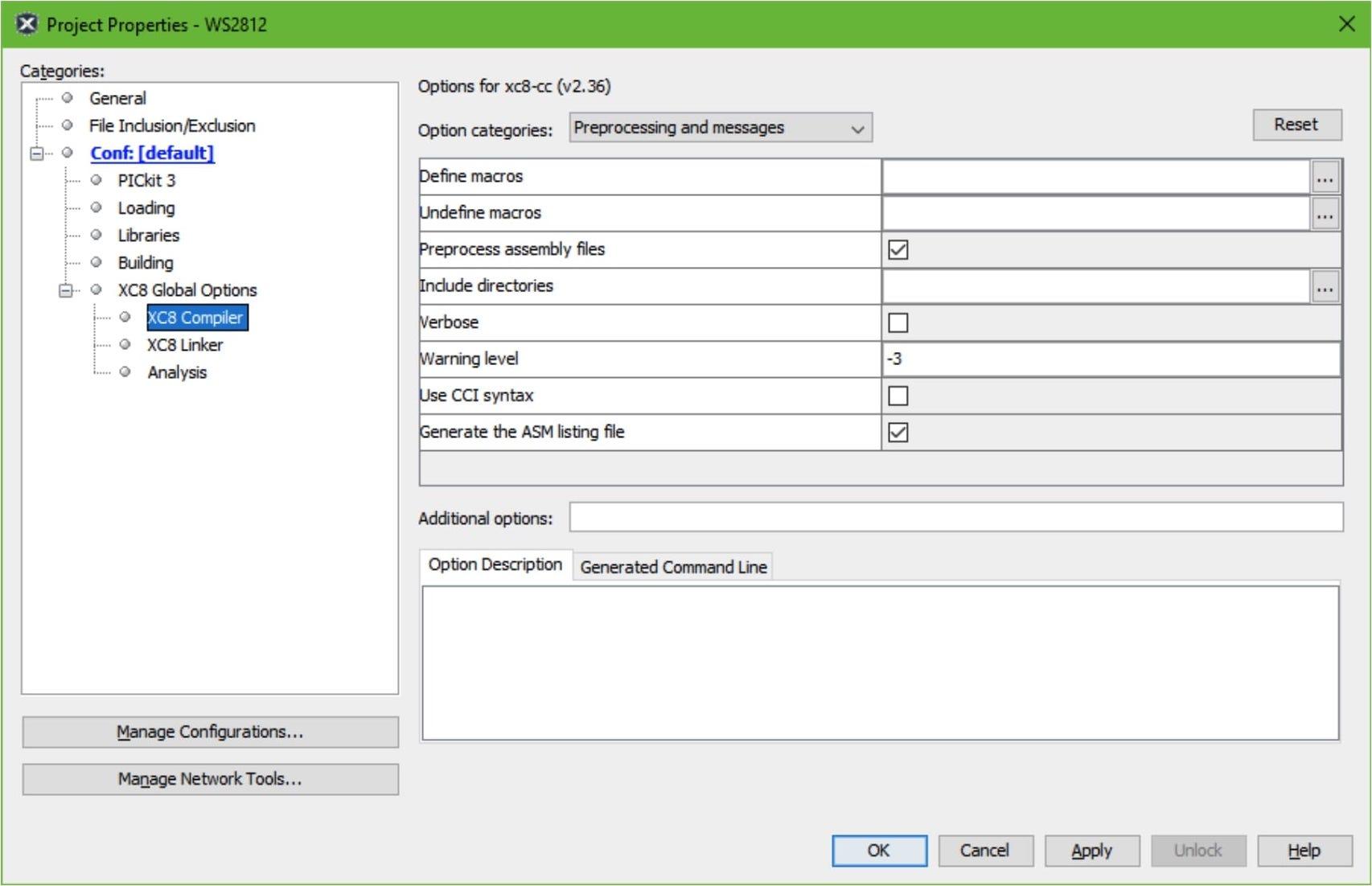 Figure 13 - XC8 Compiler Options Figure 13 - XC8 Compiler Options
