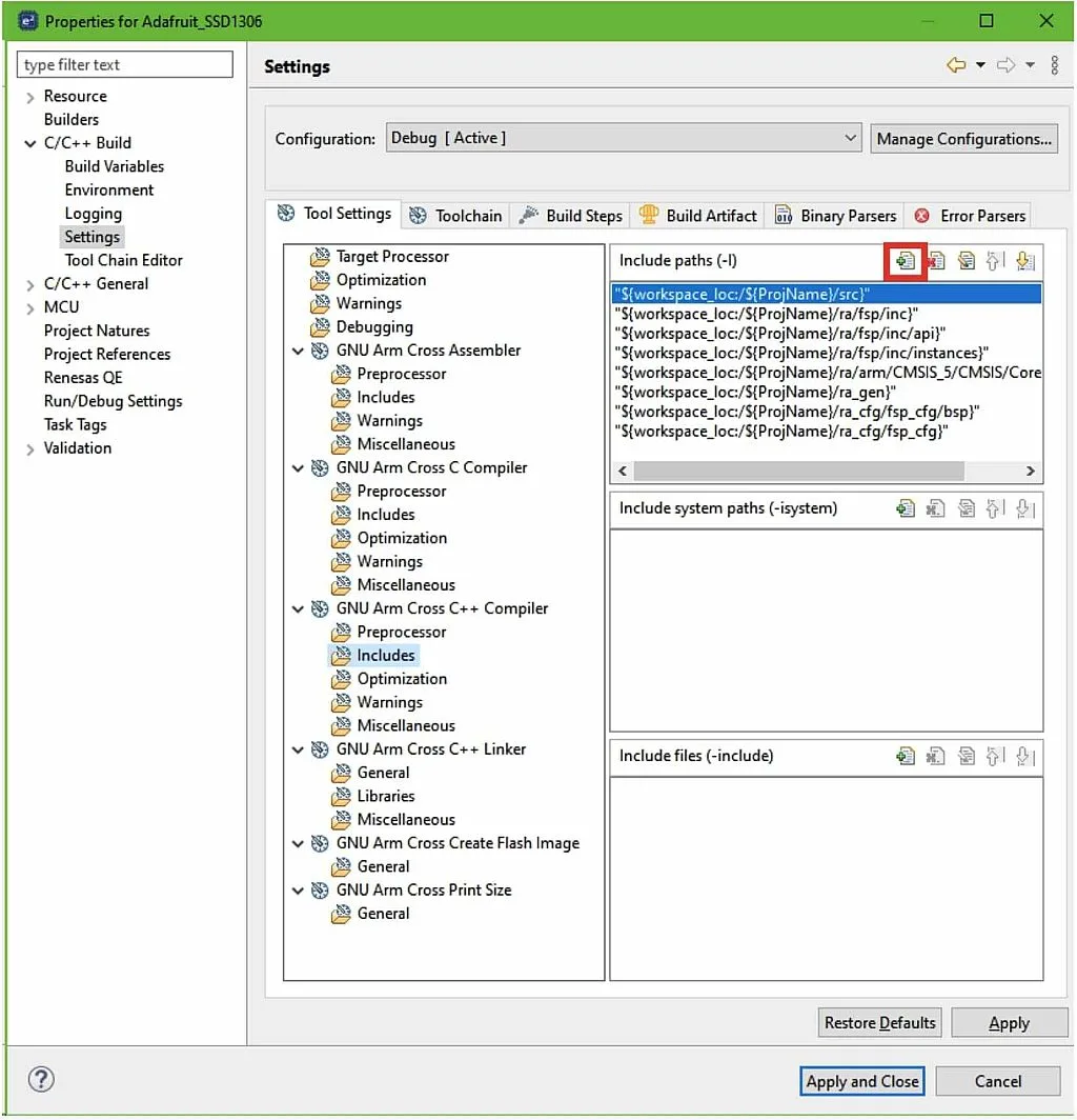Include paths of the project Include paths of the project