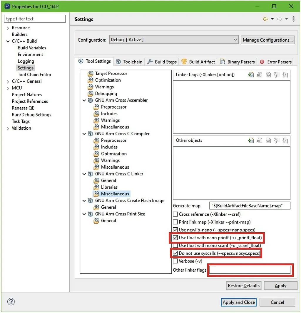 Linker options Linker options