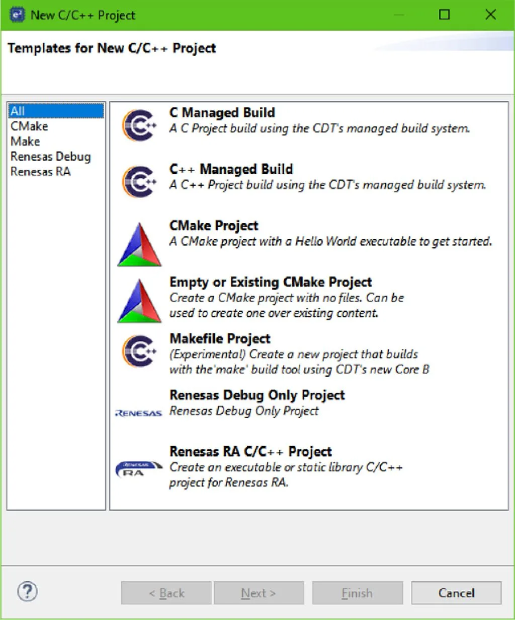 Figure 14 - Templates for New C/C++ Project Figure 14 - Templates for New C/C++ Project