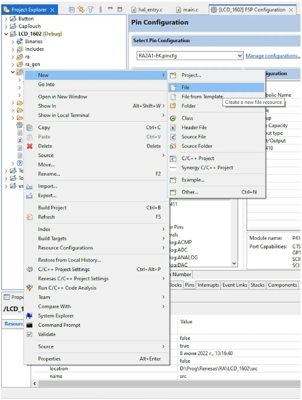 Creation of the new file Creation of the new file