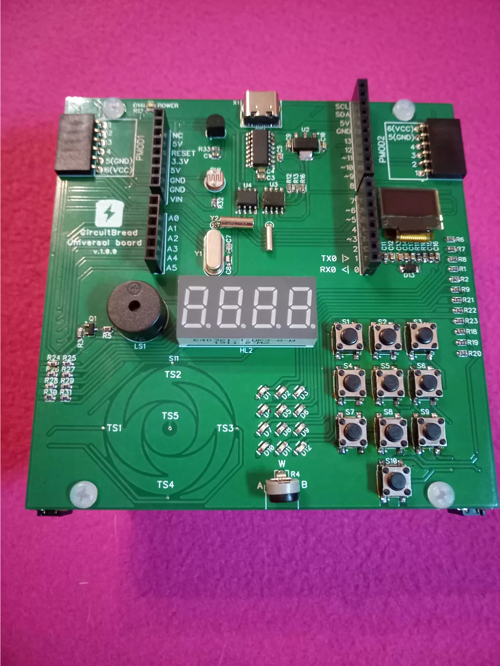 Figure 1 - The top side of the universal board Figure 1 - The top side of the universal board