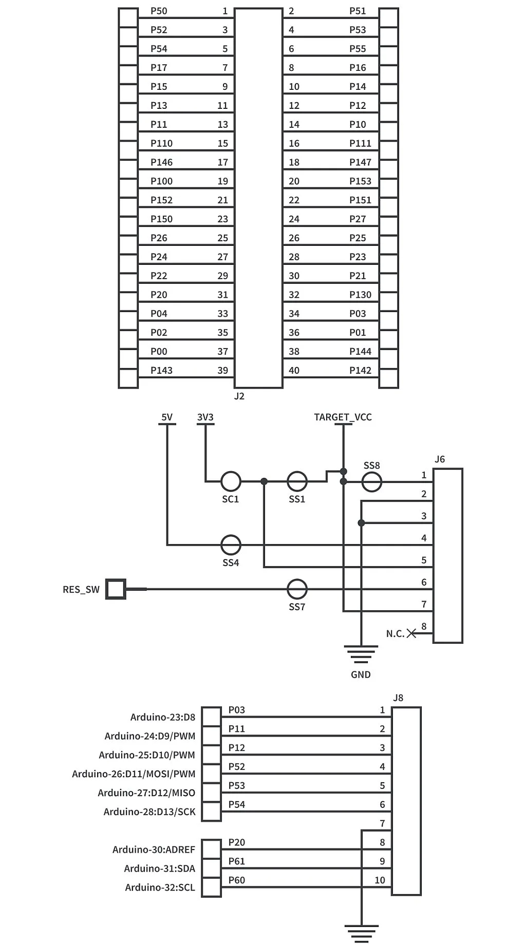 Figure 11. RL78/G14 FPB J2, J6, and J8 Headers. Figure 11. RL78/G14 FPB J2, J6, and J8 Headers.