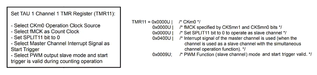 set TAU 1 channel 1 TMR set TAU 1 channel 1 TMR