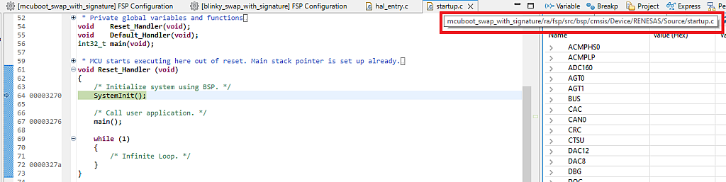 Figure 18 - Starting at the “mcuboot_swap_with_signature” project Figure 18 - Starting at the “mcuboot_swap_with_signature” project
