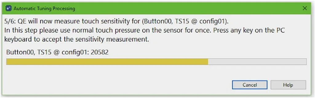 Measuring sensor response button touched Measuring sensor response button touched