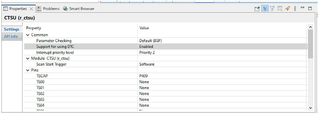 CTSU module parameters CTSU module parameters