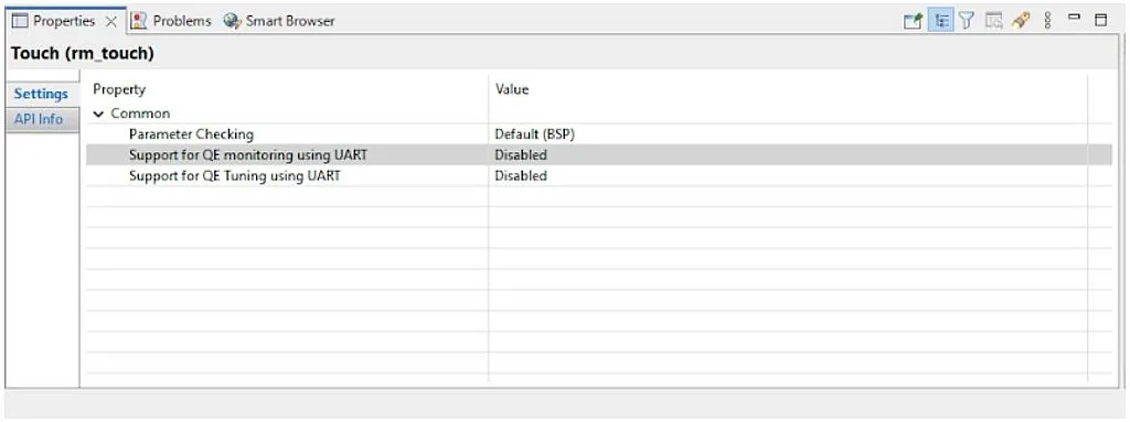 Touch module parameters Touch module parameters