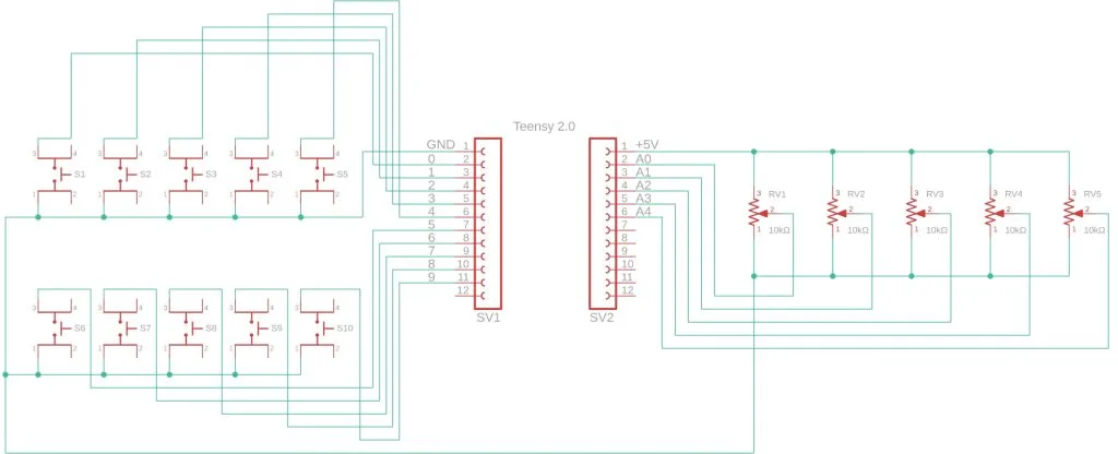 MIDI Controller Knobs and Buttons Schematic Diagram MIDI Controller Knobs and Buttons Schematic Diagram