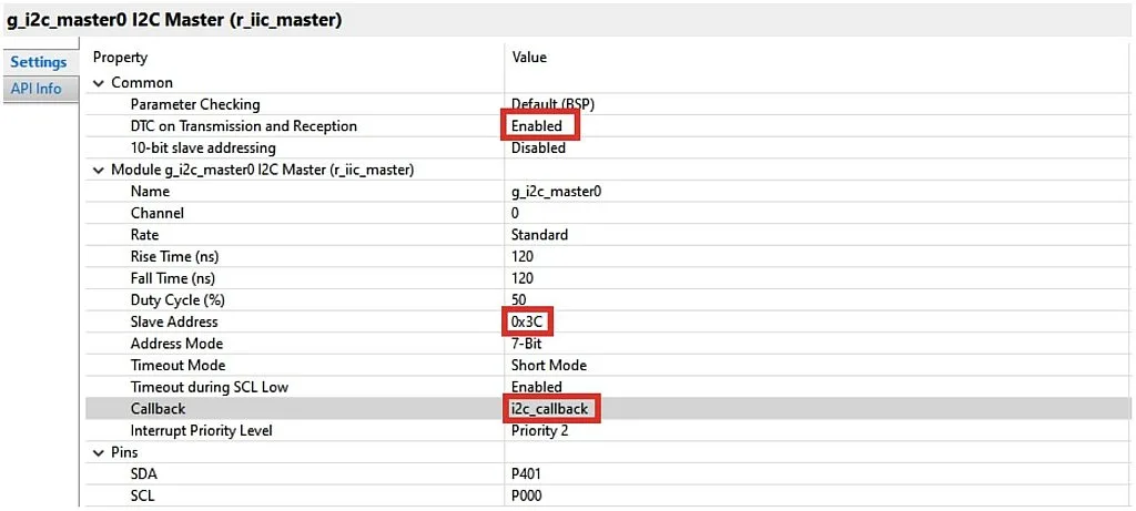 IIC0 module configuration IIC0 module configuration