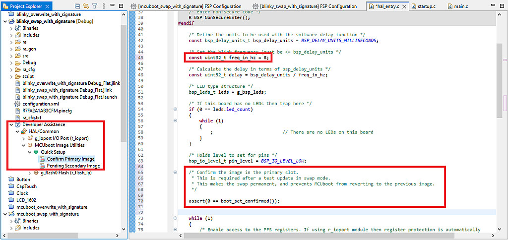 Figure 23 - Changes in the “hal_entry.c” file Figure 23 - Changes in the “hal_entry.c” file