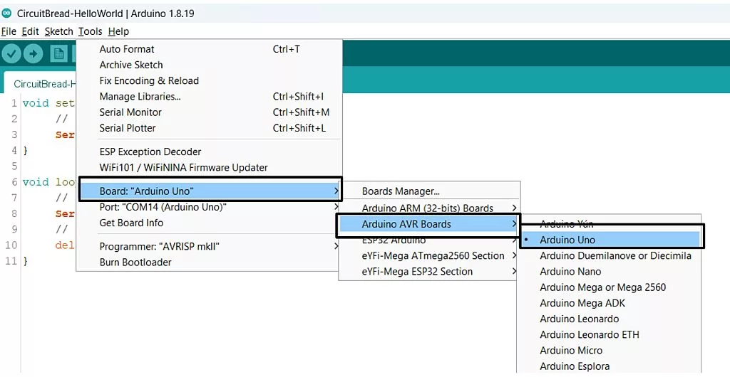 Figure 8.1: Board Selection from the Tools Section Figure 8.1: Board Selection from the Tools Section