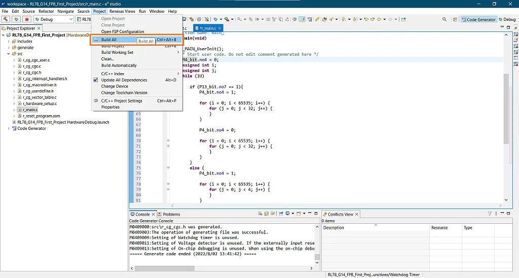 Figure 47. Building the Project. Figure 47. Building the Project.