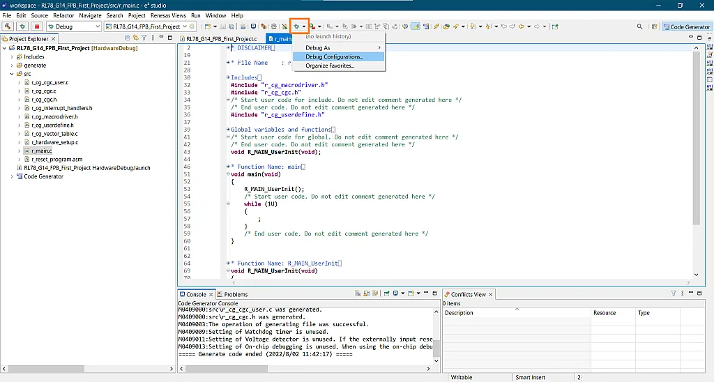 Figure 40. Setting Debug Configurations. Figure 40. Setting Debug Configurations.