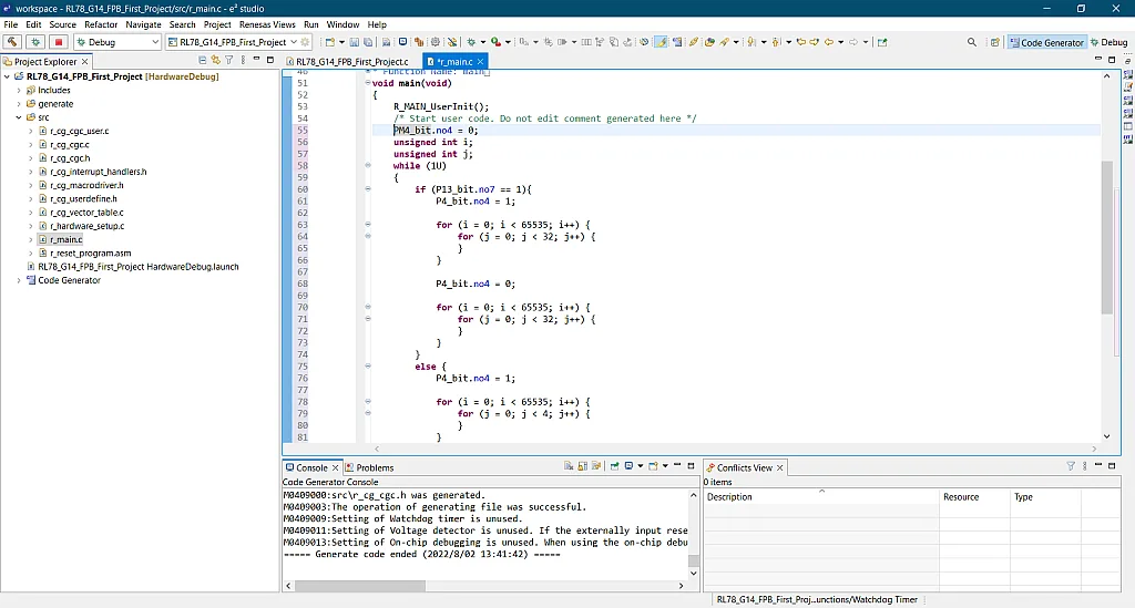 Figure 46. Pasting the code between the main() function comment lines. Figure 46. Pasting the code between the main() function comment lines.