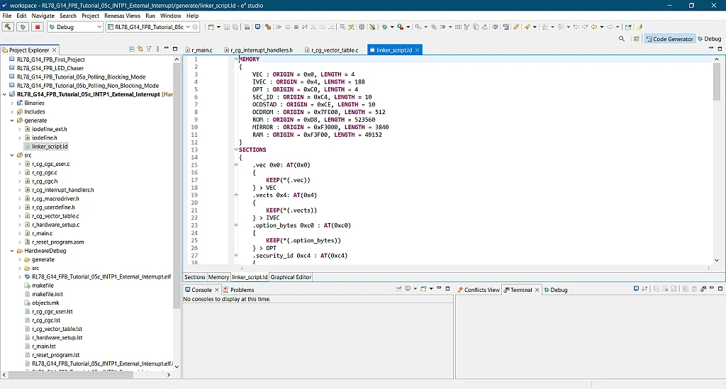 Figure 15. Placing reset vector and interrupt vector table at the right address. Figure 15. Placing reset vector and interrupt vector table at the right address.