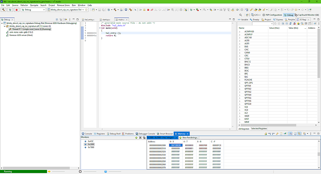 Content of the primary slot after the first startup Content of the primary slot after the first startup
