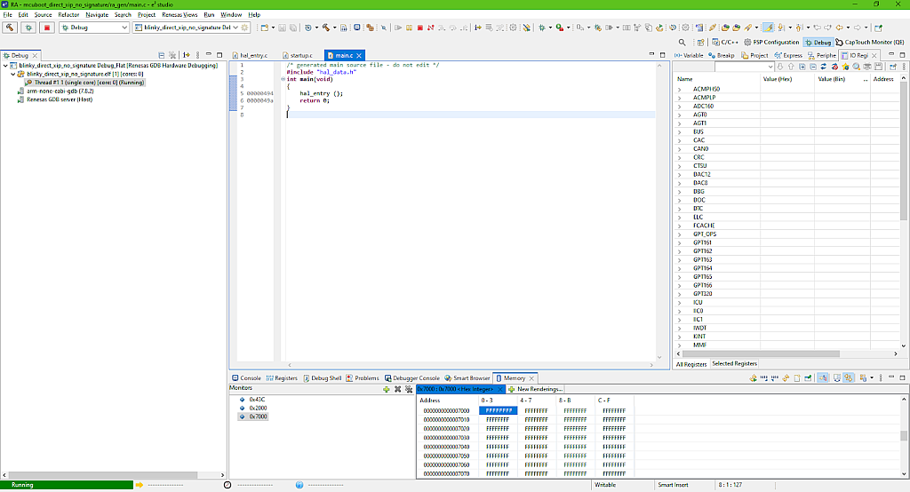 Content of the secondary slot after the first startup Content of the secondary slot after the first startup