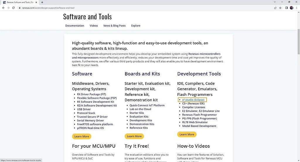 Downloading e2 studio Downloading e2 studio
