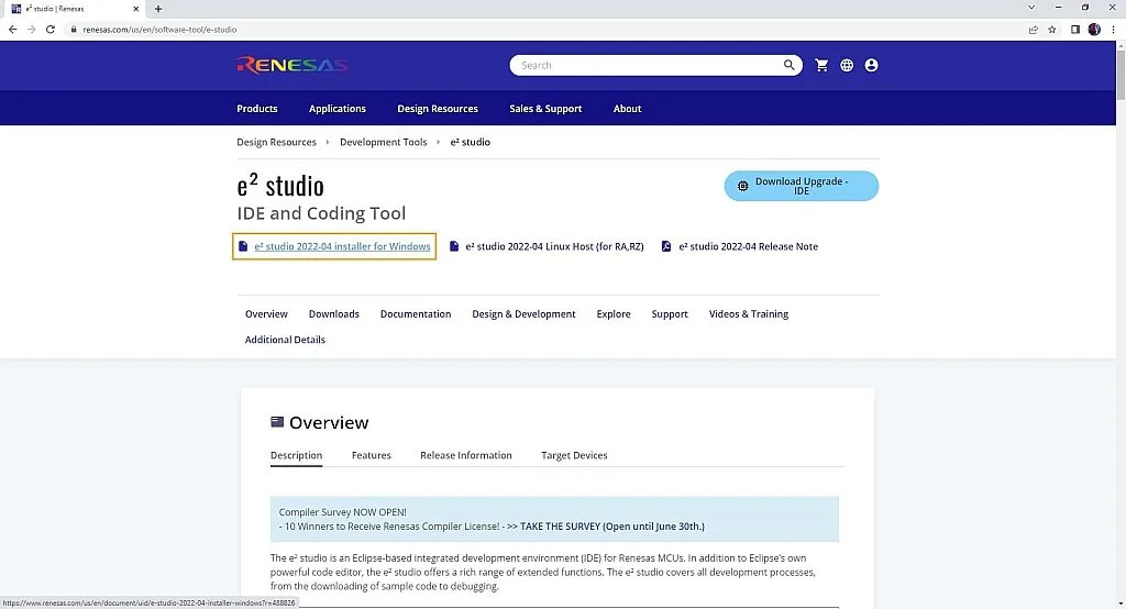 Downloading e2 studio Downloading e2 studio