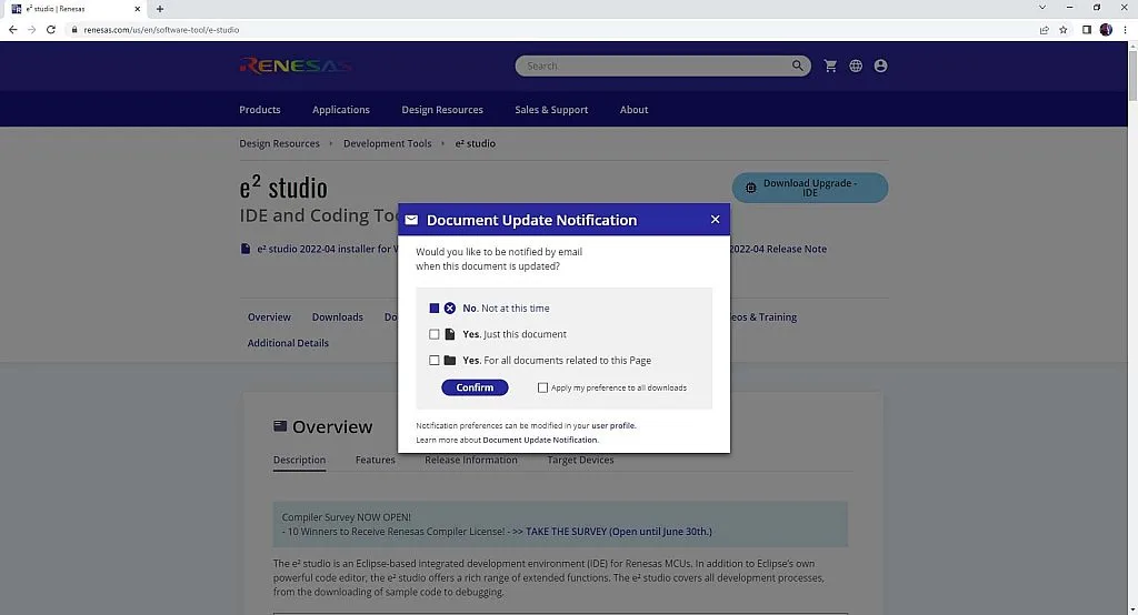 Downloading e2 studio Downloading e2 studio
