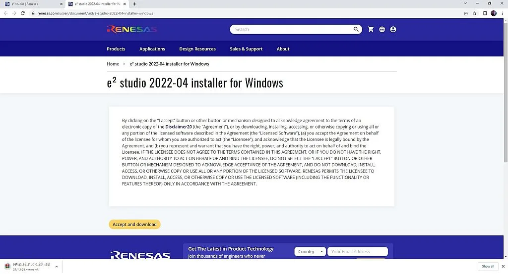 Downloading e2 studio Downloading e2 studio