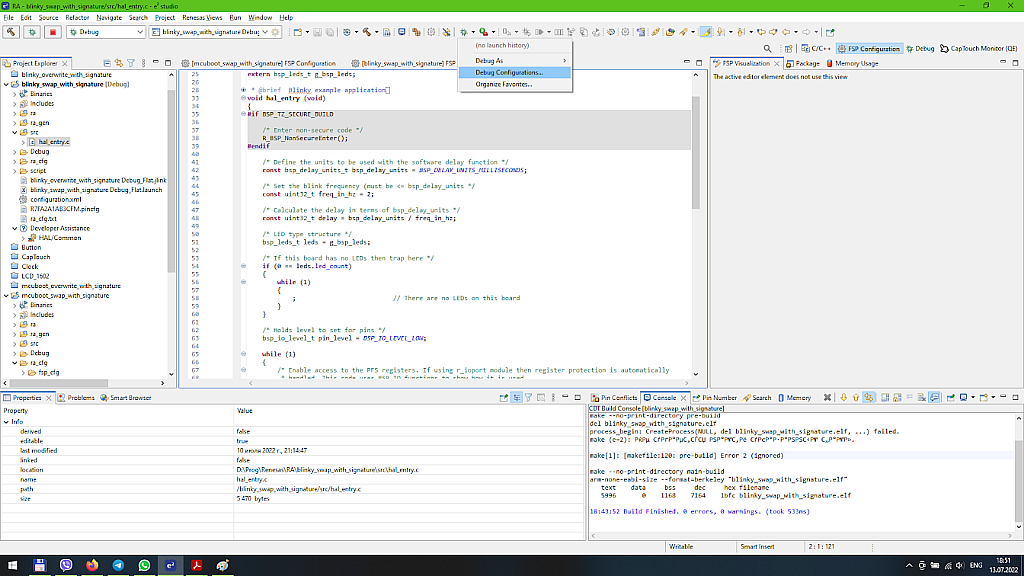 Opening the “Debug Configurations…” Opening the “Debug Configurations…”