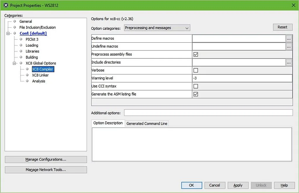 Figure 14 - XC8 Compiler Options Figure 14 - XC8 Compiler Options