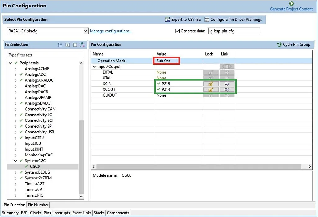 Clock generator settings Clock generator settings