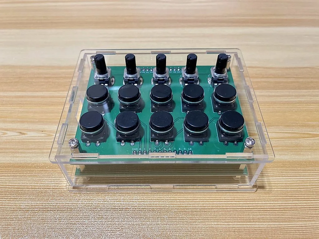 Assembled MIDI Controller Knobs and Buttons (Front) Assembled MIDI Controller Knobs and Buttons (Front)