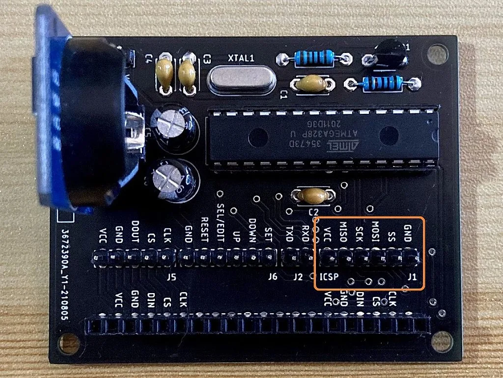 Digital Clock MCU PCB ICSP Header (J1) Digital Clock MCU PCB ICSP Header (J1)