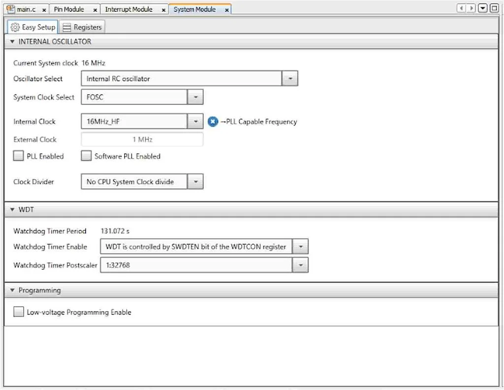 PIC18 F14 K50 DS18 B20 MCC system module configuration PIC18 F14 K50 DS18 B20 MCC system module configuration