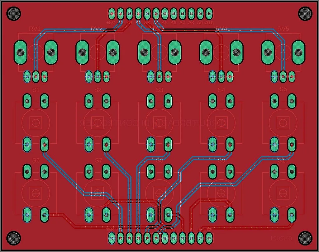 MIDI Controller Knobs and Buttons Top PCB MIDI Controller Knobs and Buttons Top PCB
