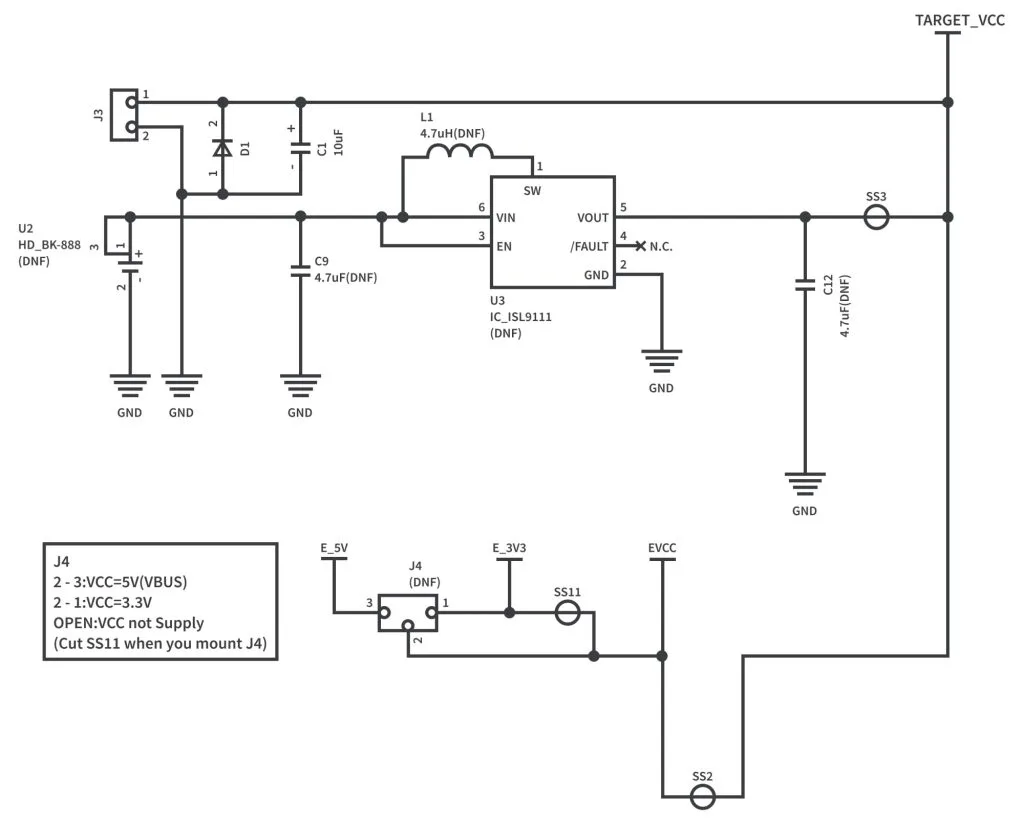 Figure 15. RL78/G14 FPB Power Supply Selector Schematic Diagram. Figure 15. RL78/G14 FPB Power Supply Selector Schematic Diagram.