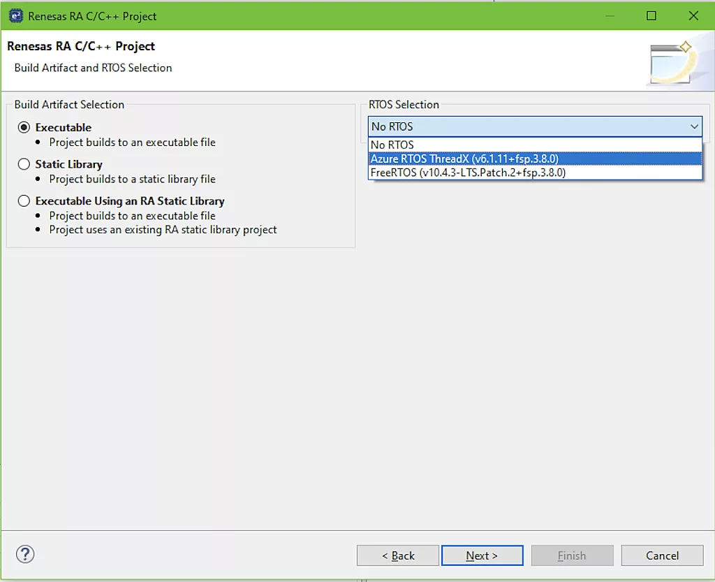 Selection of Azure RTOS ThreadX Selection of Azure RTOS ThreadX