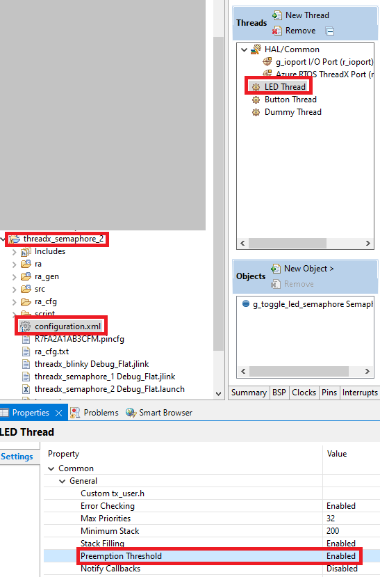 Enabling the Preemption Threshold feature