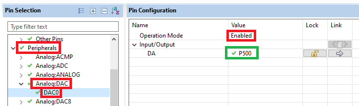 Figure 3 - Enabling of the DAC0 output pin