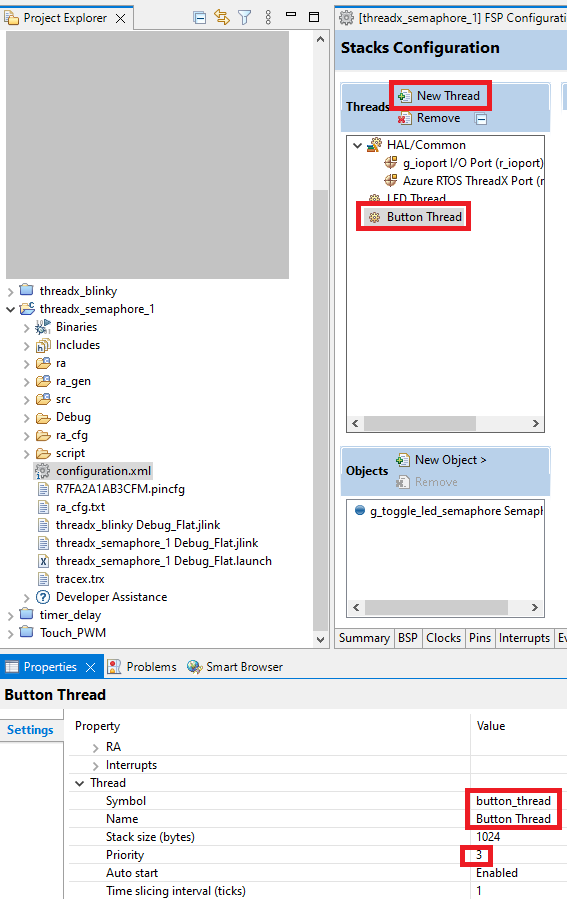 Configuration of the “Button Thread”