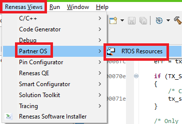 Selection of the “RTOS Resources” view